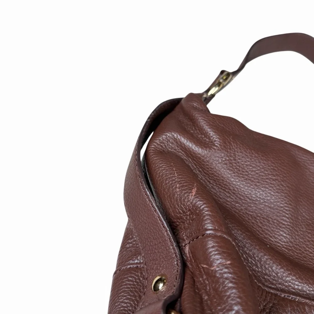 Michael Kors Pebbled Leather Hobo Handbag Shoulder Bag in Brown, Gold Hardware‎